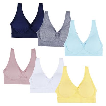 Girls Back to School Seamless Training Bra with Removable Pads Multicoloured Girls Sports Bra Wide Strap Top for 8-14 Years