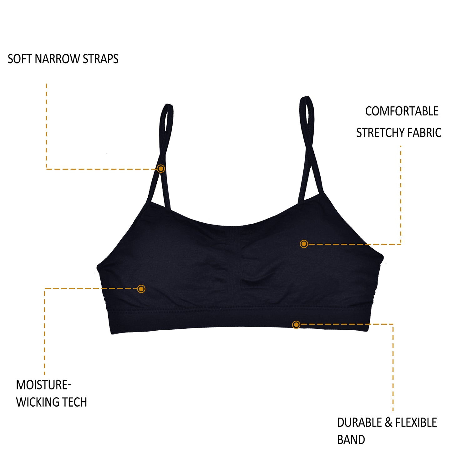 Girls Back to School Seamless Training Bra with Removable Pads Multicoloured Girls Sports Bra Strappy Top for 8-14 Years