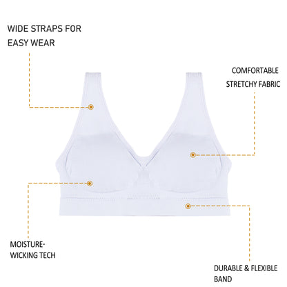 Girls Back to School Seamless Training Bra with Removable Pads Girls Sports Bra Wide Strap Top for 8-14 Years